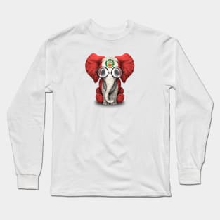 Baby Elephant with Glasses and Peruvian Flag Long Sleeve T-Shirt